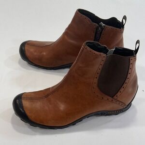 Merrell Plaza Mid Saddle Womens Size 10 Brown Leather Side Zip Boots | Gorpcore